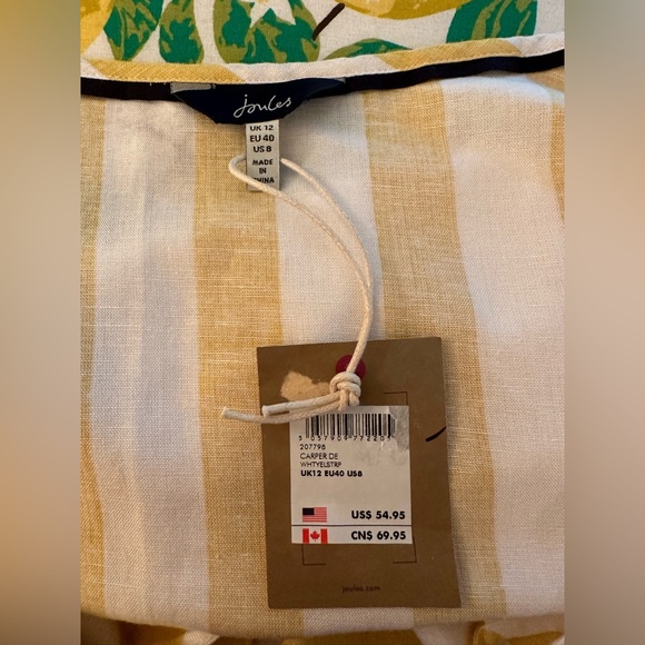 Joules Linen Blend Camisole Blouse - Yellow & White - Picture 5 of 8